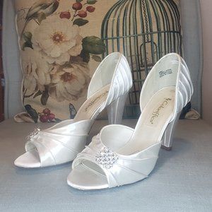 White fabric heels sparkle